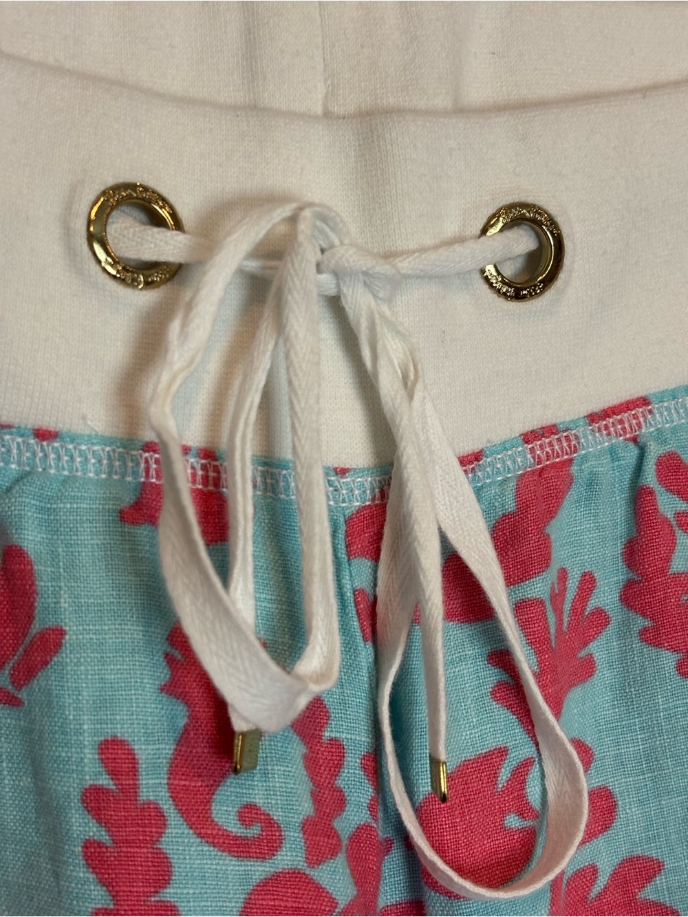 Lilly Pulitzer The Beach Pant Don't Be Shellfish Linen Aqua Coral M - Picture 3 of 8